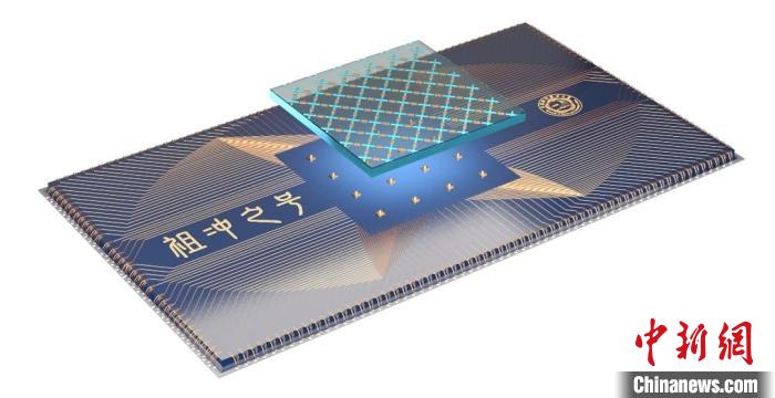 量子計(jì)算芯片示意圖。